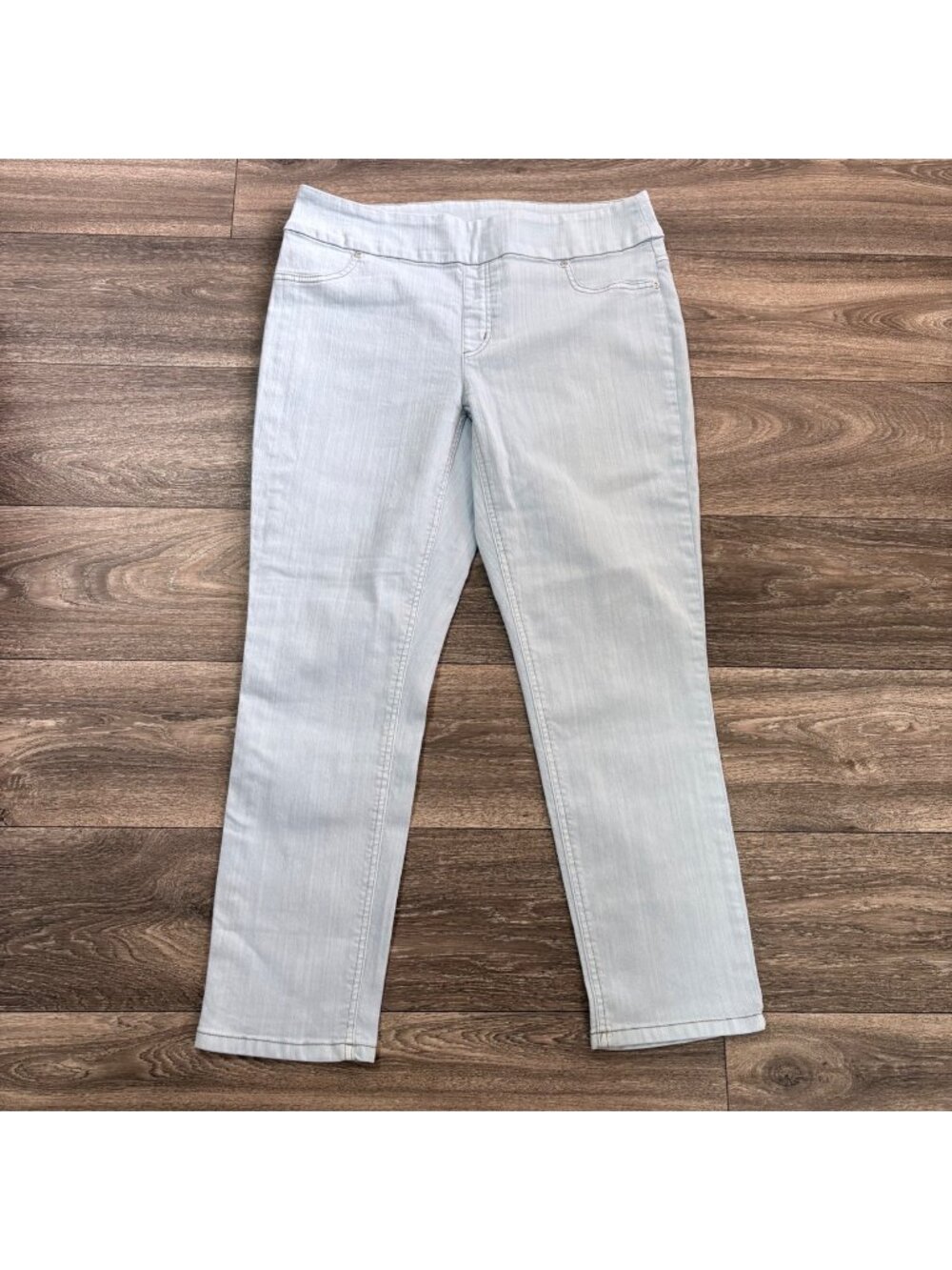 Chicos Womens Light Blue Wash Ankle Jeans Size 0.5 (S/6) Stretch Pull On Cotton